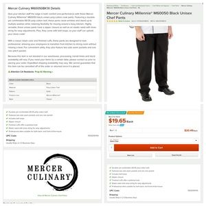 🌟🌟🌟Mercer Culinary plus 1X Blk Unisex Pants NWT